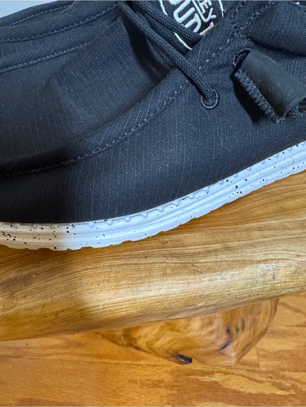 Hey Dude Wally Slub Slip-on Shoes in Black Canvas Speckled Sole Sz. 12 - Picture 5 of 10